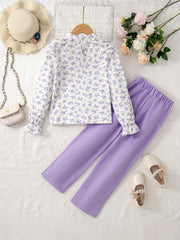 Toddler Girls' Boho Flowers Long Sleeve Blouse & Pants Set