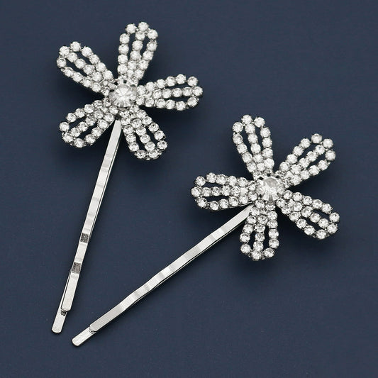 Silvery Flower Hair Pins Set Of Hair Pins Flowers