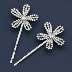 Silvery Flower Hair Pins Set Of Hair Pins Flowers