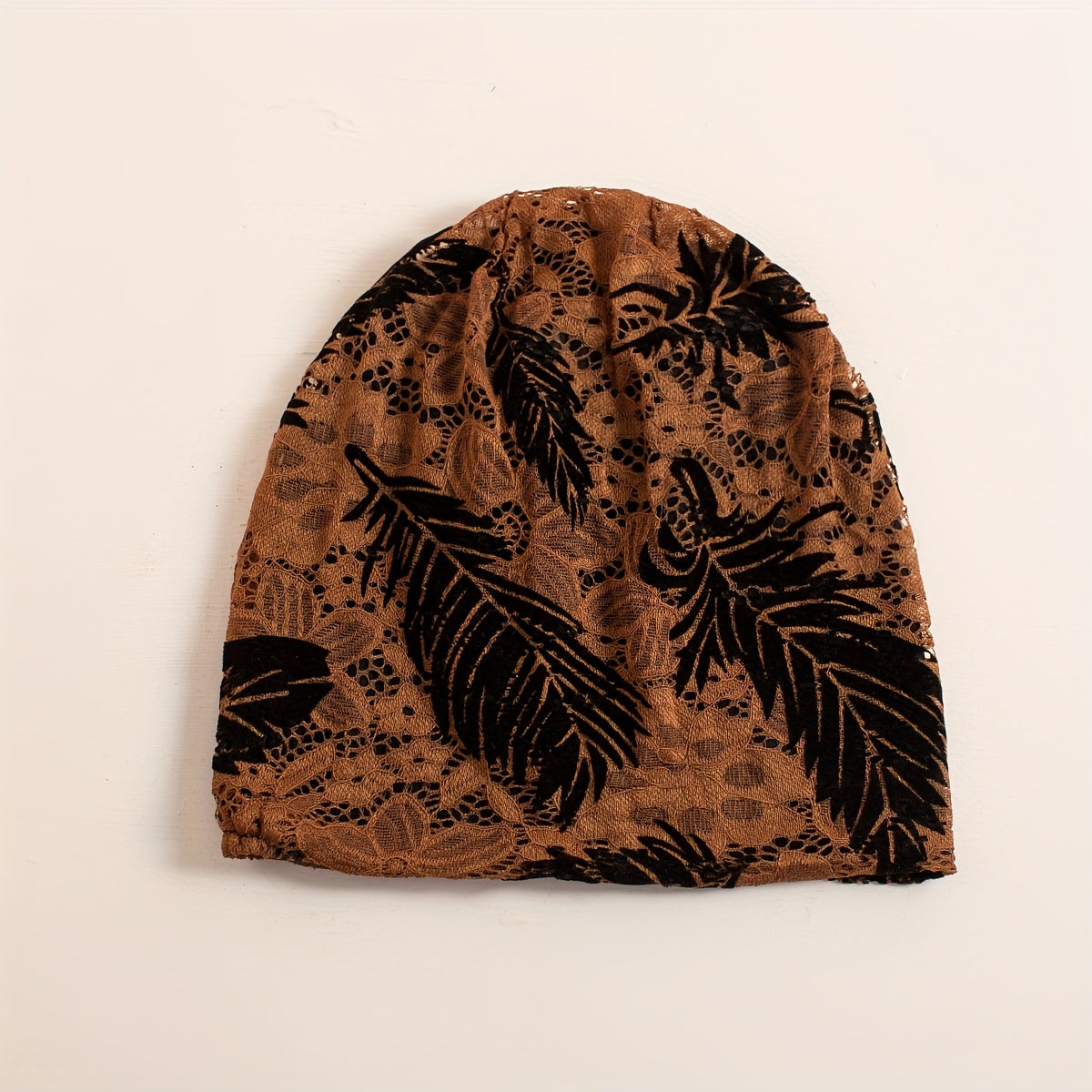 Feather Flower Lace Beanie Elastic Skull Hat Thin Breathable Casual Beanie Soft