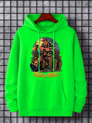 Men's Trick Or Treat Print Hoodie Active Breathable Drawstring