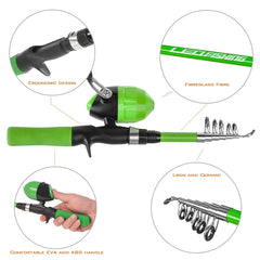 LEOFISHING Kids Fishing Starter Pole Set 4 92ft Telescopic Rod Portable Carrier