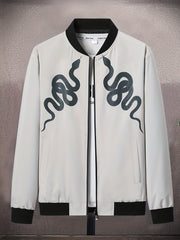 Men's Casual Snake Pattern Windbreaker Jacket Coat