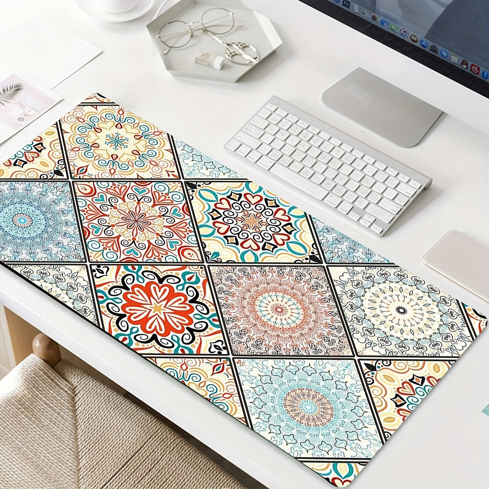 Retro Floral Pattern Mousepad Keyboard Pad Rubber Anti Slip Office Desk Mat