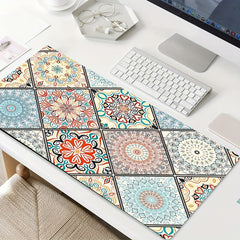 Retro Floral Pattern Mousepad Keyboard Pad Rubber Anti Slip Office Desk Mat