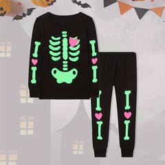 Halloween Toddler Girls Luminous Skull Loungewear Set