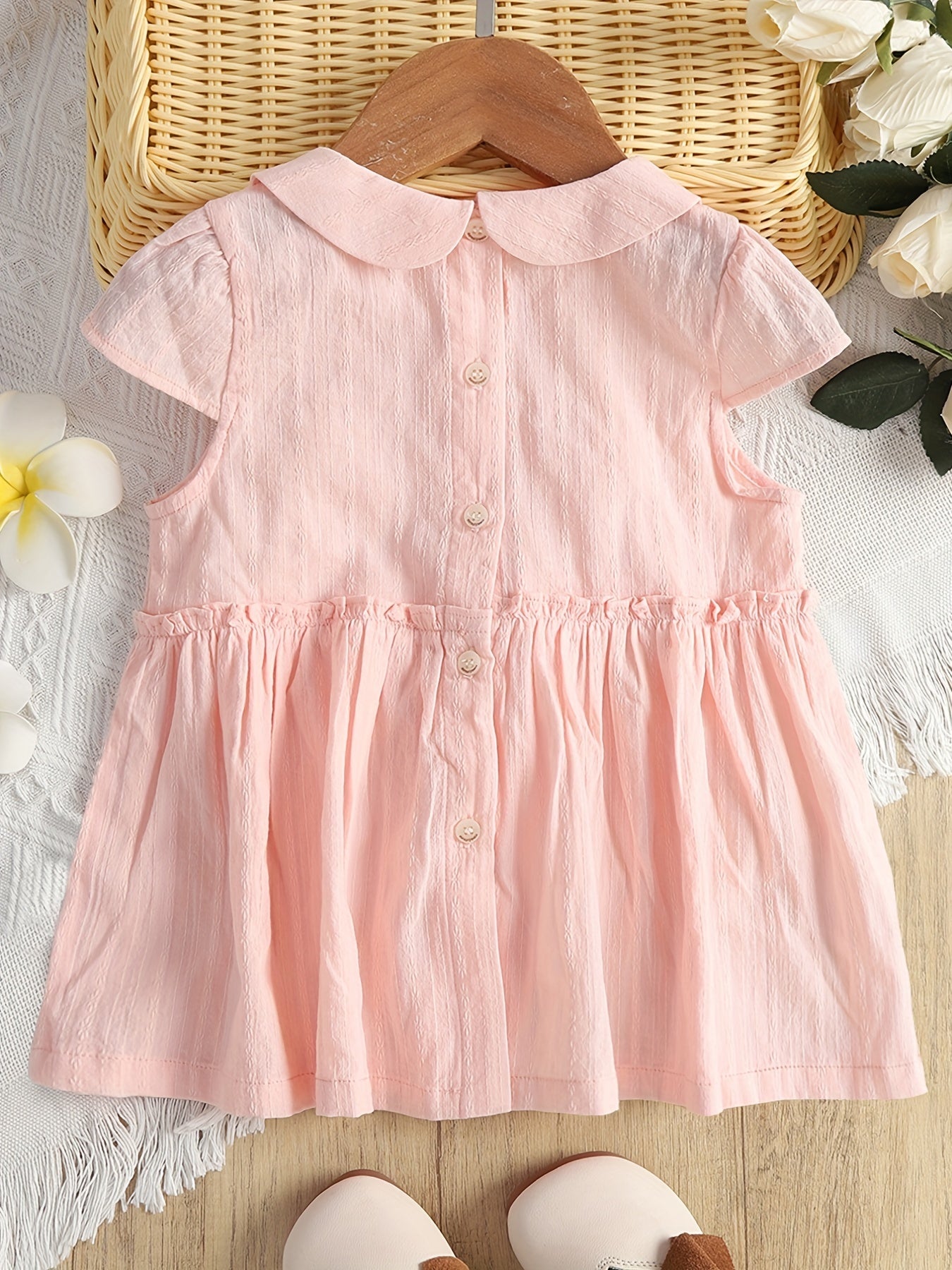Baby Girls Plain Short Sleeve Dress for Summer