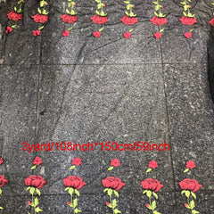 Rose Flower Embroidery Lace Fabric for Women's Dress