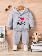 Kids Love Letter Print Casual Outfit Infant Baby Sweatshirt Trousers Set