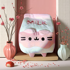 Brown Pink Milk Carton Cat Plush Toy, Realistic Soft Stuffed Animal