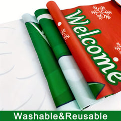 Christmas Hanging Banner Porch Sign - Santa Claus Snow Cap Gift Banner