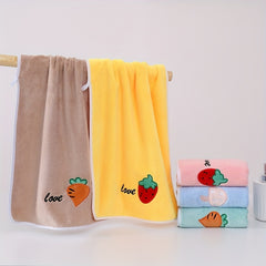 Fruit & Veg Pattern Hand Towel Soft Coral Fleece Absorbent Towel Home Bathroom