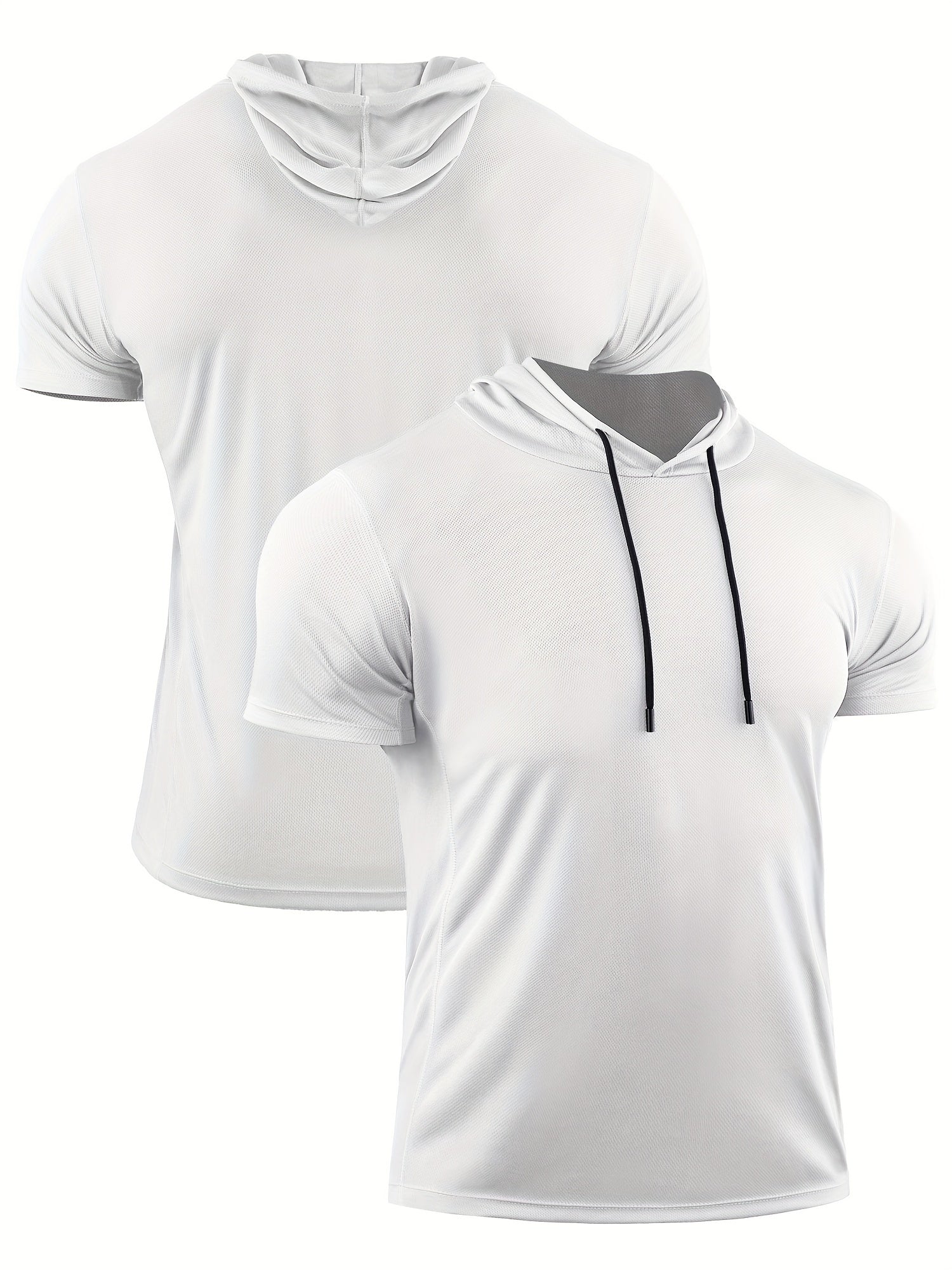 Men's Casual Sports Shirt Quick Dry Hooded Short Sleeve Top