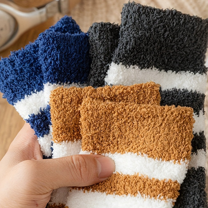 5 Pairs Fuzzy Slipper Socks Winter Cozy Warm Home Sleeping Socks
