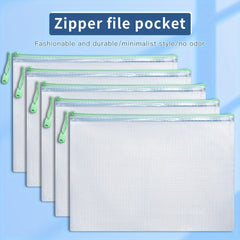 8pcs Light Green Mesh Office Document Storage Bags