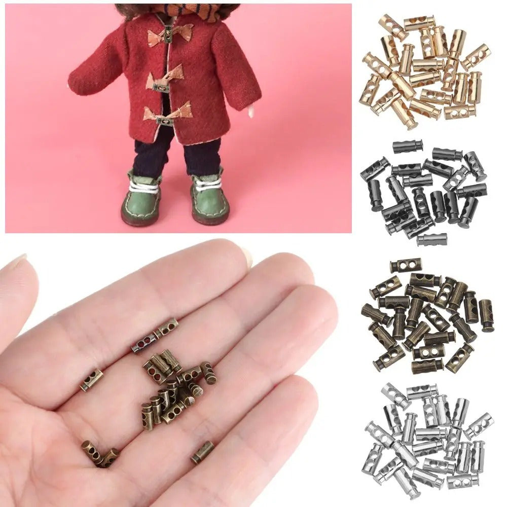 10 Small Spring Buckles Mini Rope Button BJD Doll Clothing Accessories Gold