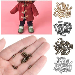 10 Small Spring Buckles Mini Rope Button BJD Doll Clothing Accessories Gold