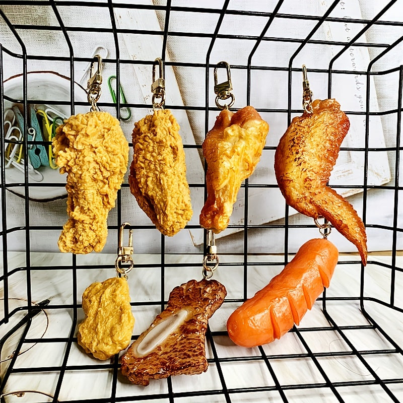 Food Keychain Fried Chicken Legs - Simulated Toy Chain Pendant Jewelry