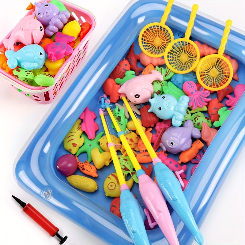 Kids Magnetic Fishing Toy Set Puzzle Catching Fish Water Play