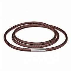 3mm Wax Leather Cord Choker Necklace Stainless Steel Clasp Thin 16 30 Mens