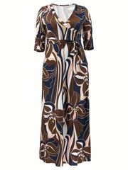 Floral Print Maxi Dress With Belt