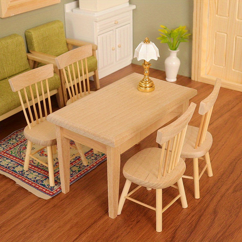 Dollhouse Dining Chair Brown Wood Grain Compact Size for Accessories