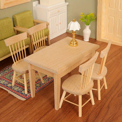 Dollhouse Dining Chair Brown Wood Grain Compact Size for Accessories