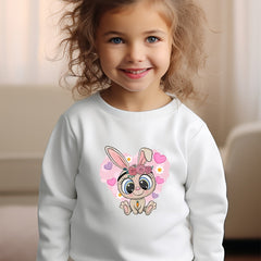Girls Rabbit Pattern Crew Neck Sweatshirt Spring Fall Christmas Gift