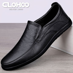 CLOHOO Customizable Leather Loafer Shoes Casual Slip On Rubber Sole