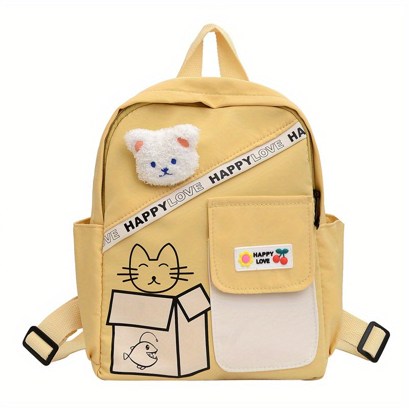 Plush Cat Cartoon Backpack Lightweight Travel Nylon Schoolbag