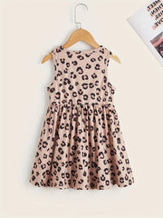 Toddler Girls Leopard Graphic Dress For Party Kids Summer Clothes
