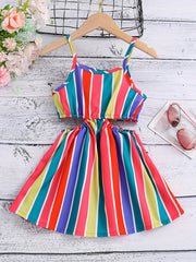 Girls Striped Cut Out Dress for Spring or Summer