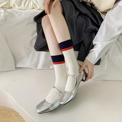 Colorblock Crew Socks - Comfy & Breathable Mid Tube Socks