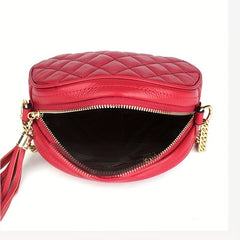 Argyle Pattern Crossbody Chain Bag Zipper Purse Solid Color