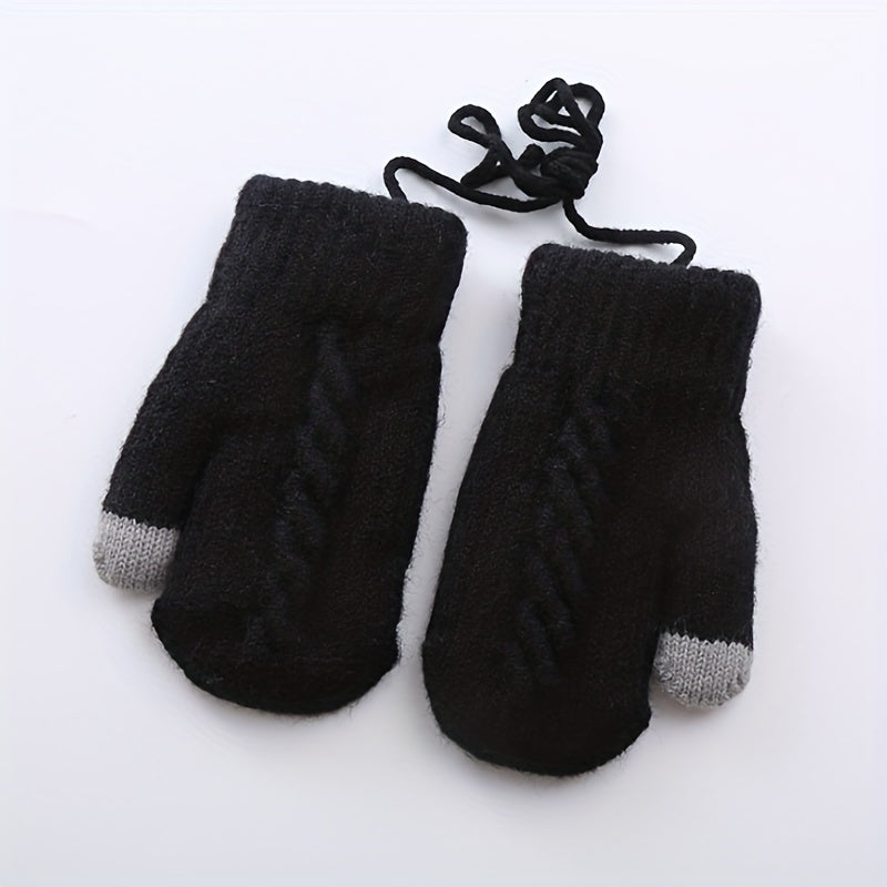 Kids Touch Screen Winter Knitted Gloves Warm Keeping