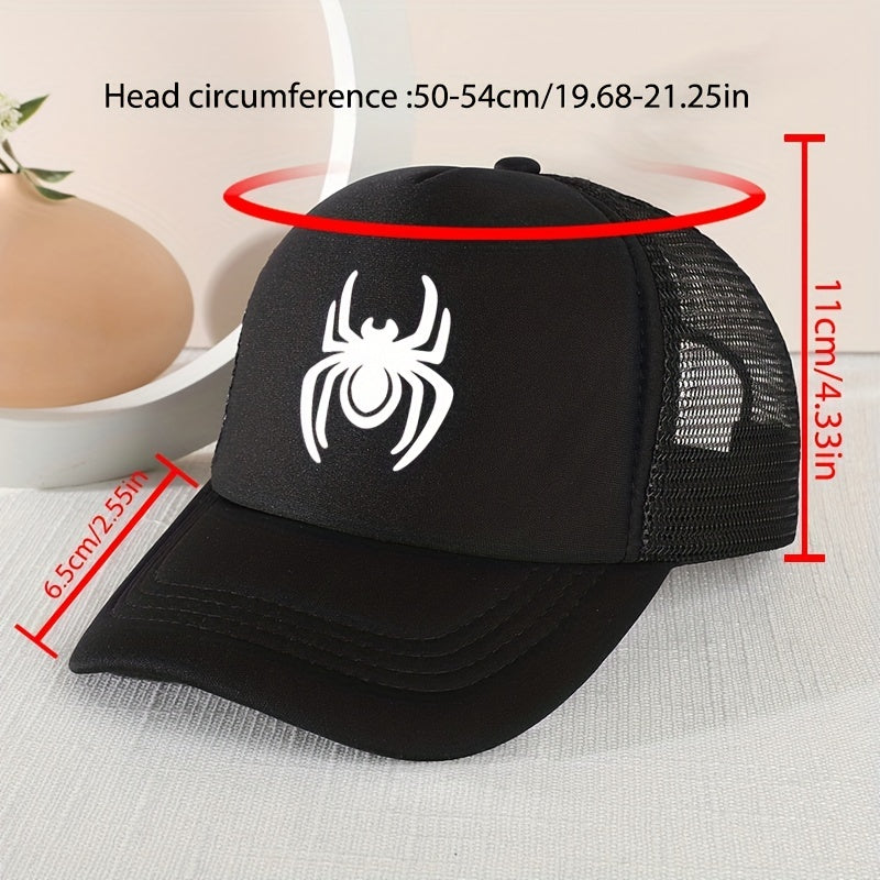 Kids Mesh Sunshade Baseball Cap Spider Embroidery