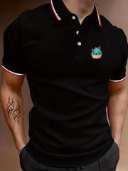 Men's Cupcake Graphic Button Up Short Sleeve Shirt for Summer