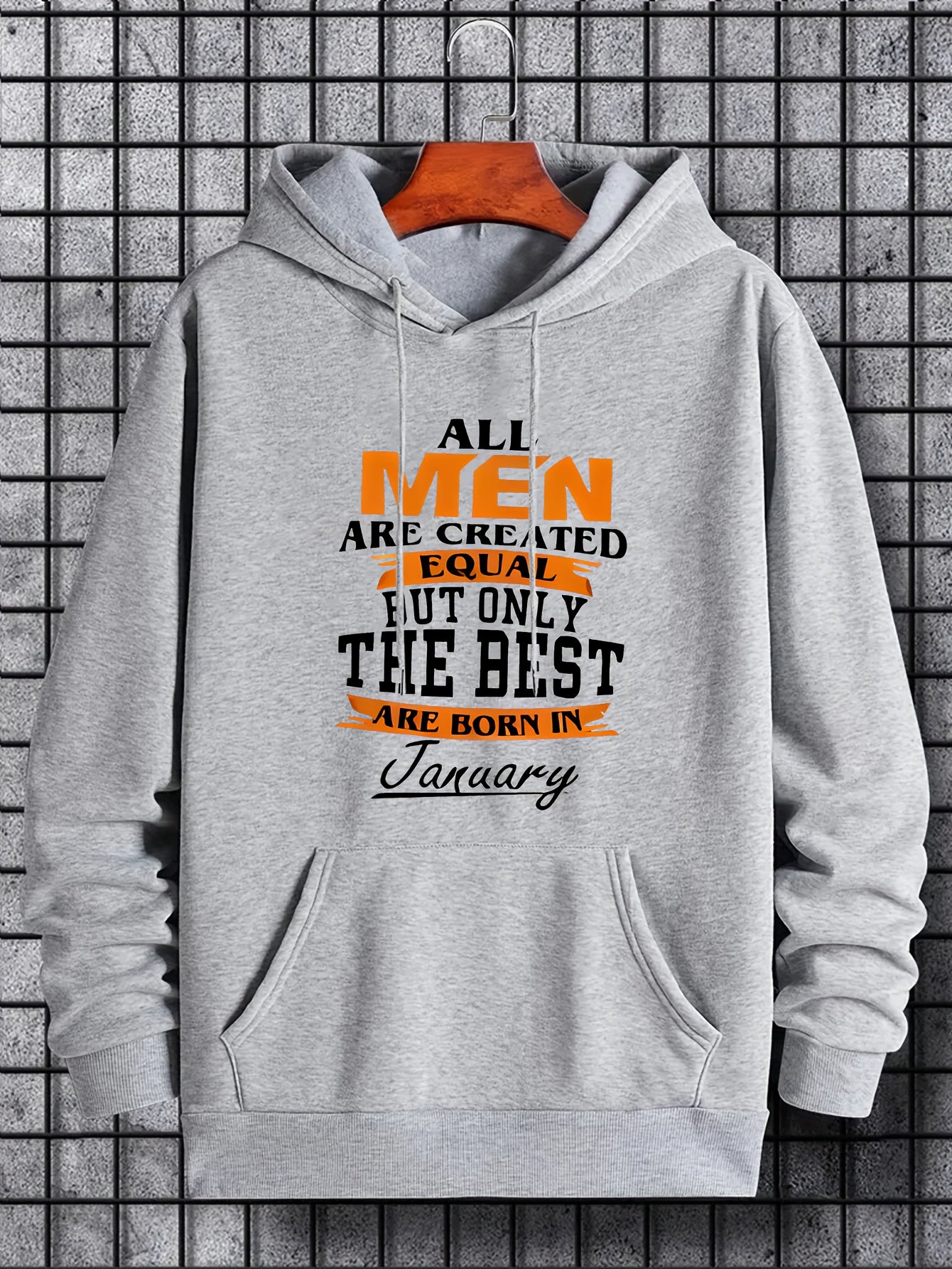 Men's January Print Hoodie Casual Slightly Stretch