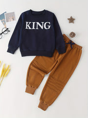 2pcs Boys Teen KING Pullover & Pants Set For Spring