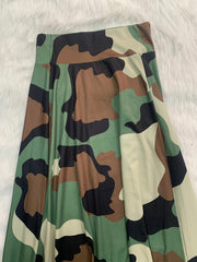 Camouflage Print Split Skirt High Waist Casual Skirt