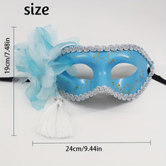Hand-Painted Mask Flower Tassel Pendant Eye Mask for Masquerade
