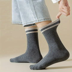 Men's Crew Socks Anti Odor Sweat Absorbing Cotton Striped Socks