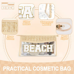 Clear Boho Patch Makeup Bag with Waterproof Zipper