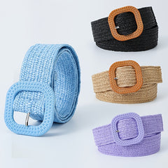 Candy Elastic Straw Belts Boho Braided Belts Casual Dress Belt Women Girdle