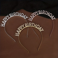 Birthday Rhinestone Letter Hair Hoop Princess Hair Accessories