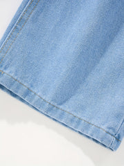Girls' Wide Leg Casual Jeans Loose Fit Denim Trousers