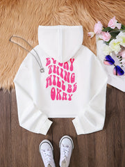 Girls Crop Hoodie Letter Print Pullover Sweatshirt Kids Clothes