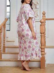 Loungewear Dress Women's Plus Floral Print Nightdress