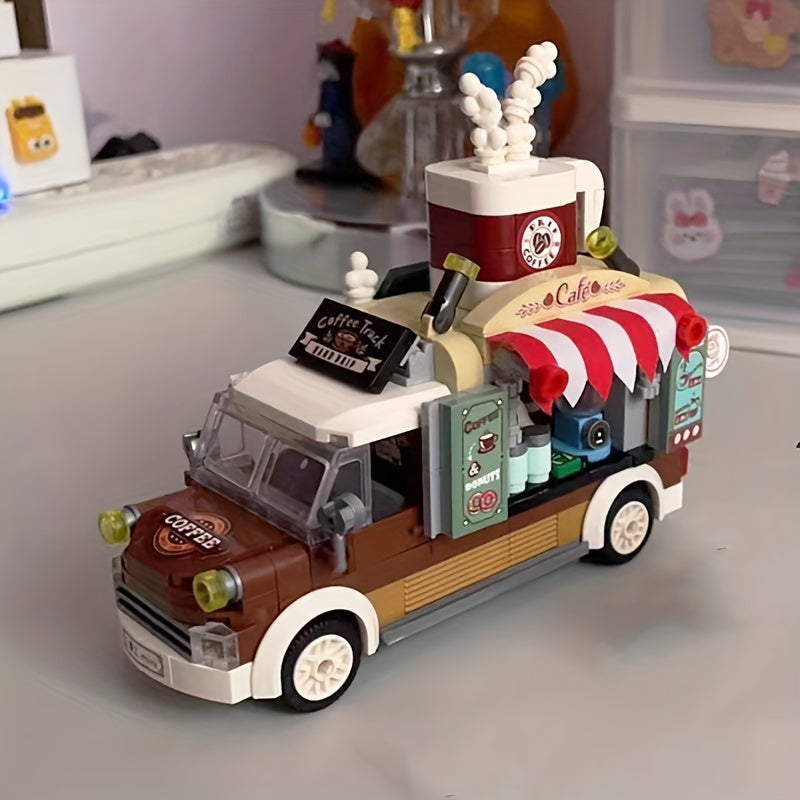 Coffee Cart Model Toy DIY Fun Assembly Building Blocks Adult Kids Toy Gift