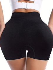 High Rise Seamless Fitness Shorts Solid Stretchy Biker Shorts